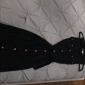 Michael Kors Black Button Up/Tie Maxi Dress